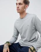 Original Penguin Camo Cuff Crewneck Sweatshirt Zip Detail Logo Slim Fit Embroidered In Gray Marl - Gray