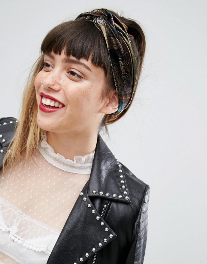 Asos Velvet Winter Twist Hair Turban - Brown