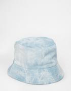 Asos Bucket Hat In Denim With Acid Wash - Blue