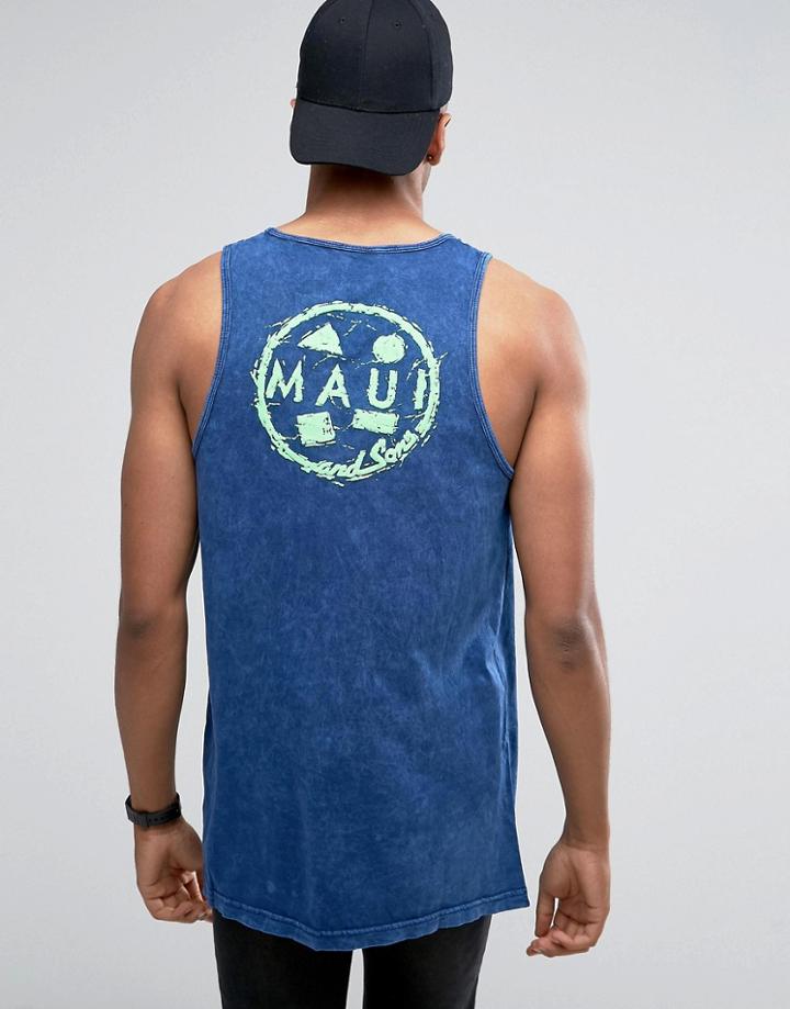 Maui Washed Out Printed Tank - Navy