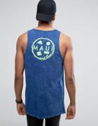 Maui Washed Out Printed Tank - Navy
