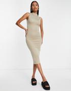 French Connection Manhattan Jersey Midi Dress In Beige-neutral