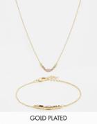 Neve & Eve Gift Boxed Necklace And Bracelet - Mauve