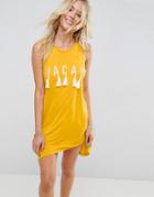 Asos Beach Vacay Tassel Embroidered Cover Up With Hanky Hem And Open Back - Yellow