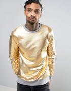 Asos Sweatshirt In Gold Foil - Gold