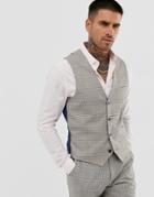 Harry Brown Slim Fit Light Gray Check Suit Vest - Gray