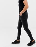 Religion Drop Crotch Super Skinny Fit Jeans With Panelling In Black Wash - Black