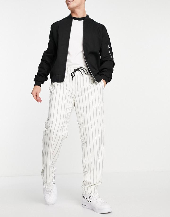 Rudie Set Pinstripe Elasticated Waistband Suit Pants-white