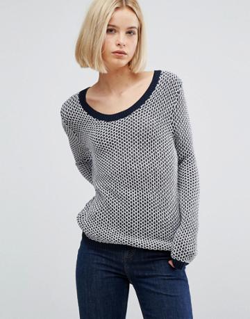 H.one Indigo Openstitch Sweater - Navy