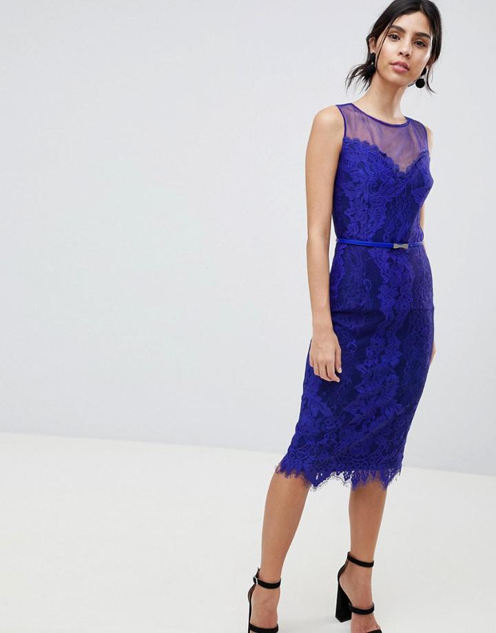 Little Mistress Lace Bodycon Pencil Dress - Purple