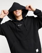 Asos Dark Future Oversized Hoodie In Black Waffle With Embroidered Logo