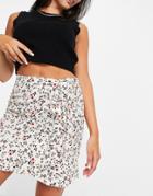 Aligne Mini Skirt With Ruffle Detail And Side Tie In Floral Print-multi