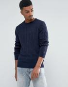 Tommy Hilfiger Crew Neck Cable Knit Sweater In Navy - Navy