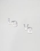 Asos Love Stud Earrings - Rhodium