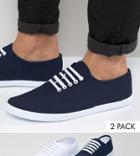Asos Sneakers 2 Pack In White And Navy Save - Multi