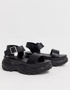 Truffle Collection Chunky Sole Sporty Flat Sandals-black