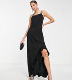 Lola May Tall Cowl Front Asymmetric Hem Midi Dress In Black