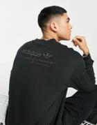 Adidas Originals 'trefoil Linear' Long Sleeve Top In Black With Back Print