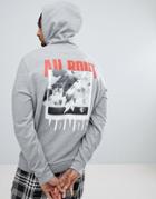 Asos Hoodie With Floral Back Print - Gray