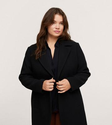 Mango Curve Longline Tailored Coat In Black