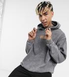 Reclaimed Vintage Inspired Logo Hoodie In Charcoal-blues