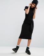 Asos Midi Dress With Self Tie Wrap Around Detail - Black
