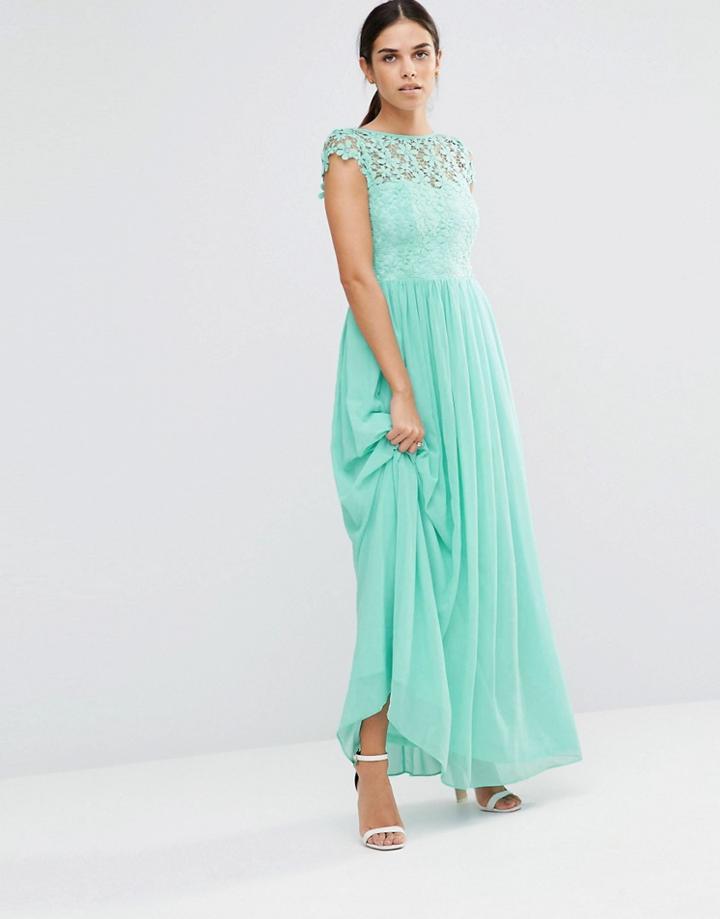 Club L Short Sleeve Crochet Maxi Dress - Mint