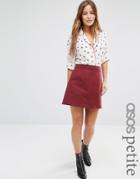 Asos Petite Denim A Line Skirt In Oxblood - Red