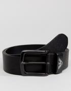 Armani Jeans Leather Logo Belt In Black - Black