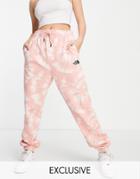 The North Face Oversized Essential Sweatpants In Pink Tie Dye Exclusive At Asos-neutral