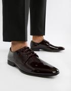 Moss London Patent Oxford Shoes In Burgundy - Red