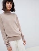 Asos White 100% Cashmere Sweater With Roll Neck - Beige
