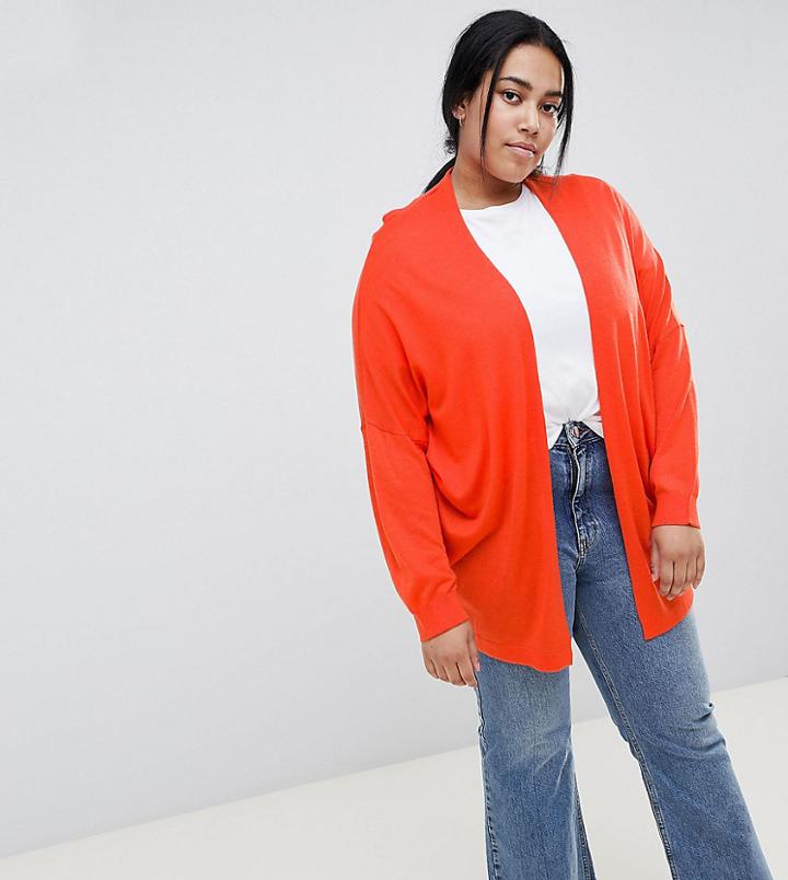 Asos Design Curve Eco Cardigan In Oversize Fine Knit - Red