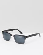 Asos Retro Square Sunglasses In Black - Black