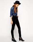 Asos Ridley Skinny Jeans In Clean Black Cord - Black