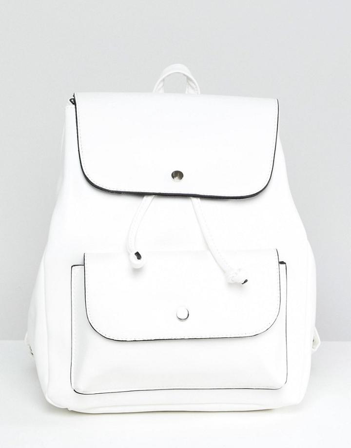Pull & Bear Minimal Backpack In White - White