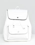 Pull & Bear Minimal Backpack In White - White