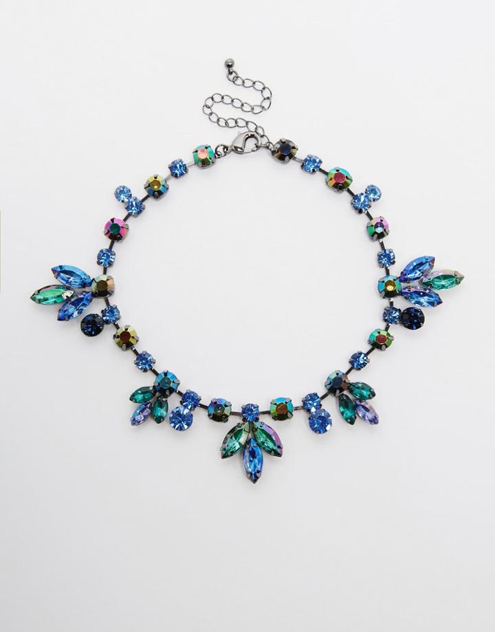 Asos Crystal Occasion Choker Necklace - Blue