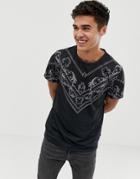 Burton Menswear T-shirt With Baroque Border In Black - Black