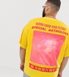 Asos Design Plus Organic Cotton Oversized T-shirt With Back Neon And Black Street Print-yellow
