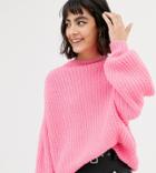 Mango Knitted Sweater In Neon Pink-multi