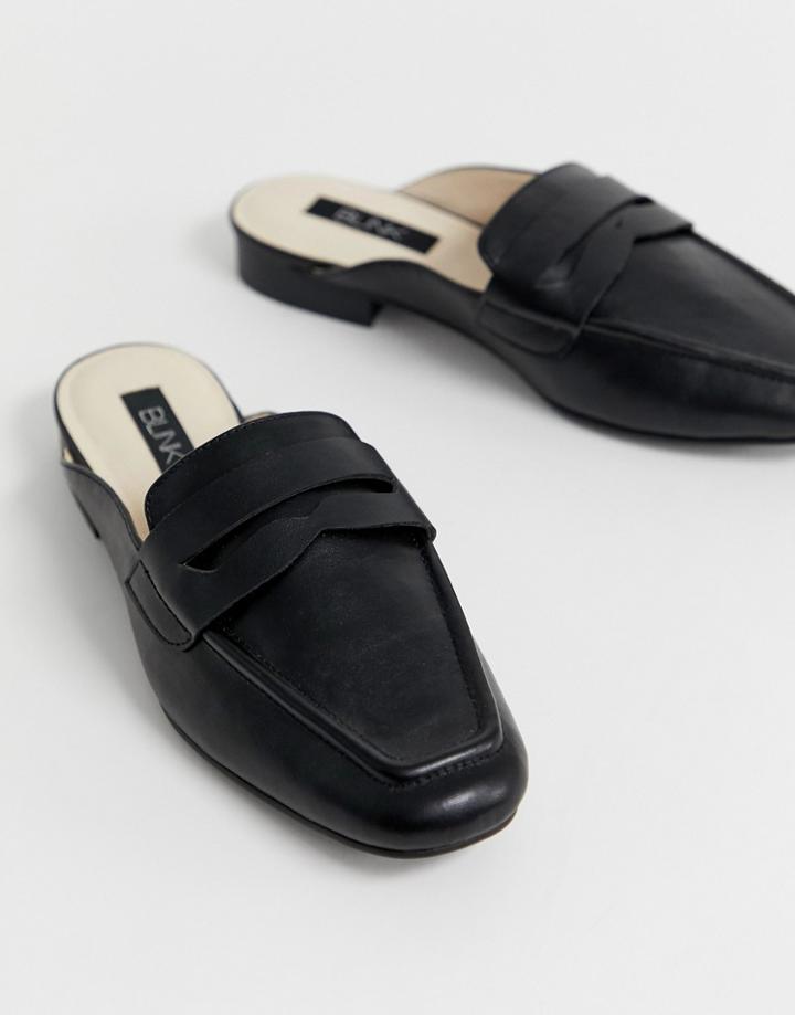 Blink Flat Square Toe Mules - Black