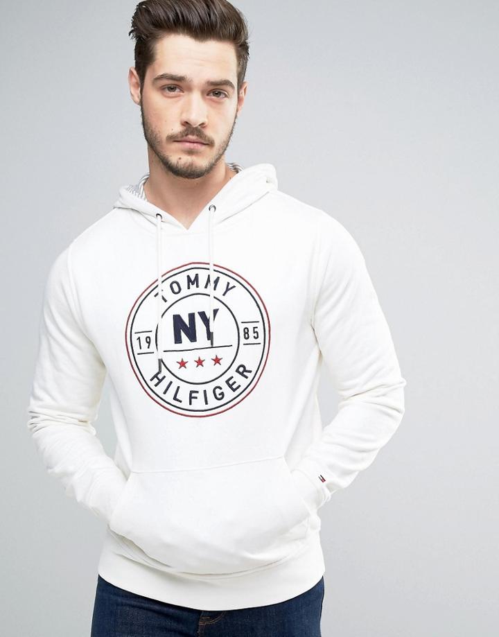 Tommy Hilfiger Circle Logo Hoodie In White - White