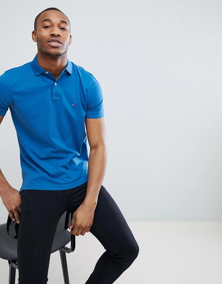 Tommy Hilfiger Pique Logo Polo Shirt - Blue