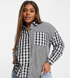Influence Plus Cotton Poplin Shirt In Gingham-blues