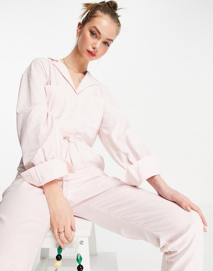 Pretty Lavish Utility Jumpsuit With Pockets In Pastel Pink