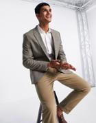 River Island Suit Jacket In Brown Check