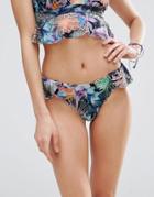 Asos Tropical Frill Side Bikini Bottom - Multi