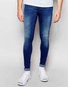 Blend Flurry Extreme Super Skinny Jeans In Mid Blue - Mid Blue