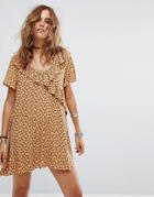 Reclaimed Vintage Inspired Frill Front Swing Dress - Yellow